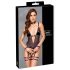 Cottelli Bondage – offener Body mit Armbefestigungen (schwarz) - XL