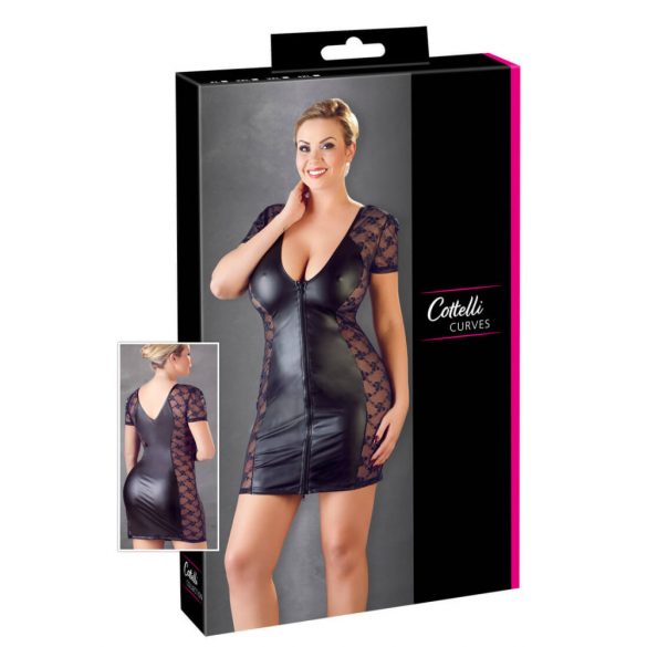 Cottelli Plus Size - Schleifenverziertes, Spitzenkombiniertes Kleid (schwarz) - 2XL