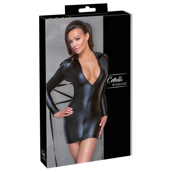 Cottelli Bondage - Glänzendes, figurbetontes Kleid mit Fessel (schwarz) - M