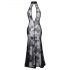 Noir - Transparenz, florales Maxi-Kleid (schwarz)