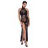 Noir - Transparentes, blumiges, langes Kleid (Schwarz)  - M