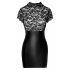 Noir - Spitzen-Oberteil glänzendes Kleid mit Korsett (schwarz) - M