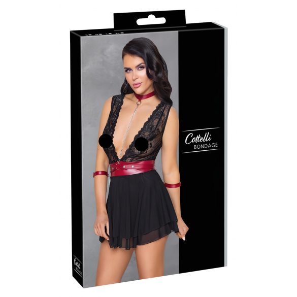 Cottelli Bondage - Halsband-Babydoll aus Spitze (Schwarz) - M