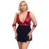 Cottelli Bondage Plus Size - tief ausgeschnittenes Babydoll (rot-schwarz) 