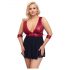 Cottelli Bondage Plus Size - tief ausgeschnittenes Babydoll (rot-schwarz) 