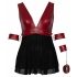 Cottelli Bondage Plus Size - tief ausgeschnittenes Babydoll (rot-schwarz) 