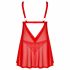 Obsessive Elianes - Spitzen-Babydoll-Set (Rot) - M/L