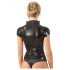 Latex Kurzarm-Oberteil mit Reißverschluss (schwarz) - 2XL