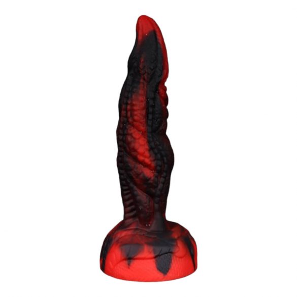 OgazR Höllendong - Saugnapf gerippten Dildo - 20 cm (schwarz-rot) 