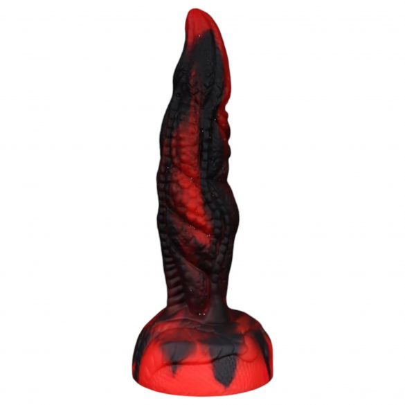 OgazR Höllendong - Saugnapf gerippten Dildo - 20 cm (schwarz-rot) 