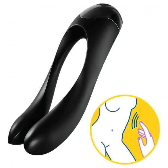 Satisfyer Candy Cane - akkubetriebener, wasserdichter Doppel-Vibrator (schwarz) 