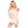 Penthouse Lip Smacker -Transparentes Minikleid und Slip mit fallenden Spitzen Schultern (Weiß)  - L/XL