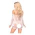 Penthouse Lip Smacker -Transparentes Minikleid und Slip mit fallenden Spitzen Schultern (Weiß)  - L/XL