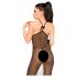 /Penthouse Love on Fire - Glänzender, durchsichtigter Catsuit mit String (Schwarz) - M/L