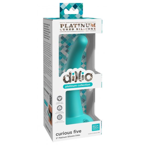 Dillio Curious Five - Saugfuß Silikon Dildo (15cm) - Türkis 