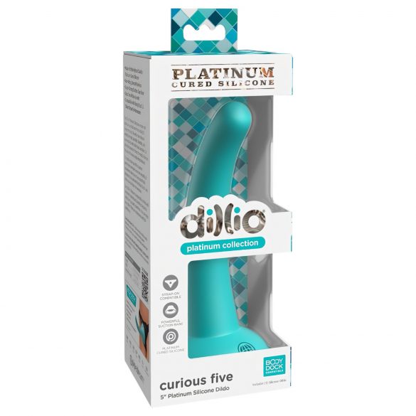 Dillio Curious Five - Saugfuß Silikon Dildo (15 cm) - Türkis