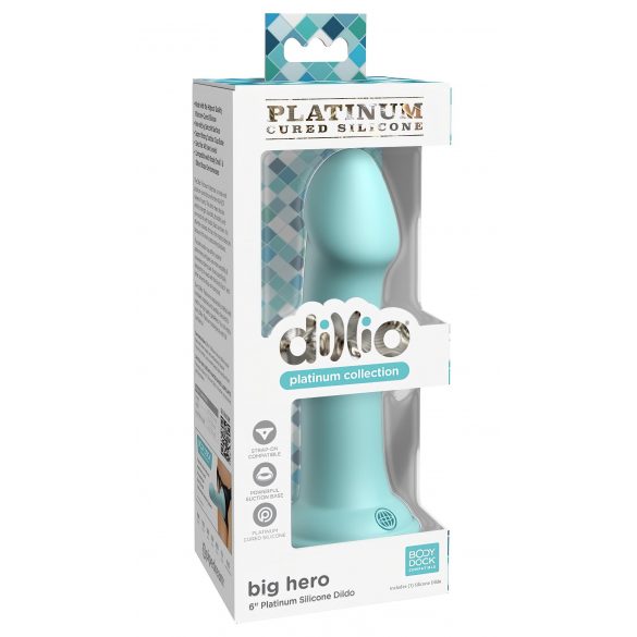 Dillio Big Hero - Saugnapf-Eichel Silikon Dildo (17cm) - Türkis 