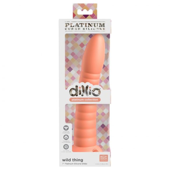 Dillio Wild Thing - gerillter Dildo mit Saugnapf (19 cm) - orange