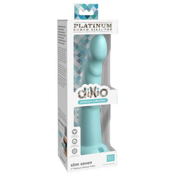 Dillio Slim Seven - Saugfuß stimulierender Dildo (20cm) - Türkis 