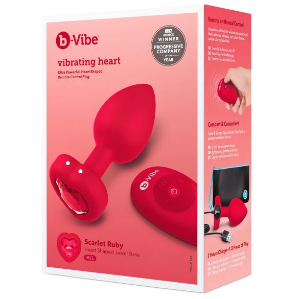 b-vibe heart - wiederaufladbarer, ferngesteuerter Analvibrator (rot)