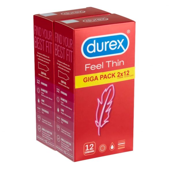 Durex Feel Thin - Kondom-Packung mit lebensechtem Gefühl (2x12 Stück) 