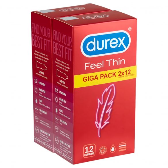 Durex Feel Thin - Kondom-Packung mit lebensechtem Gefühl (2x12 Stück) 