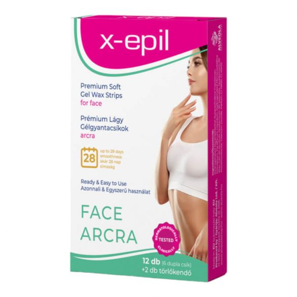 X-Epil - gebrauchsfertige Premium Gel-Wachsstreifen (12 Stück) - für Gesicht