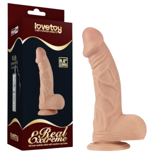 Lovetoy Real Extreme - Saugnapf Dildo mit Hoden - 23 cm (Natur)