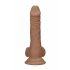 RealRock Dong 7 - Natürlicher Dildo mit Hoden (17 cm) - Dunkel Natur