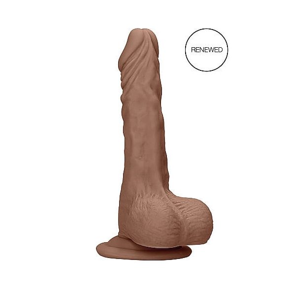 RealRock Dong 8 - realistischer, Hoden-Dildo (20cm) - dunkles Natur 