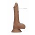 RealRock Dong 8 - realistischer, Hoden-Dildo (20cm) - dunkles Natur 