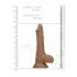 RealRock Dong 8 - realistischer, Hoden-Dildo (20cm) - dunkles Natur 