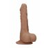 RealRock Dong 8 - realistischer, Hoden-Dildo (20cm) - dunkles Natur 