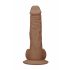 RealRock Dong 9 - naturgetreuer Dildo mit Hoden (23cm) - dunkel natur