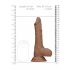 RealRock Dong 9 - realistischer Dildo mit Hoden (23cm) - dunkles Naturdesign 