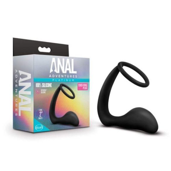 Anal Adventures Platinum - Anal-Dildo mit Penisring (schwarz) 