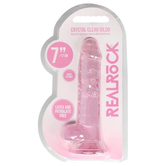 REALROCK - transparenter, realistischer Dildo - pink (17cm) 