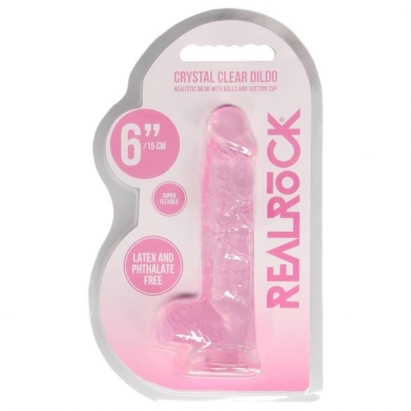 REALROCK - transparenter, realistischer Dildo - Pink (15 cm) 