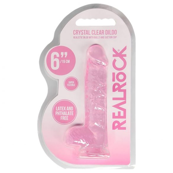 REALROCK - Transparenter, realitätsnaher Dildo - Pink (15cm)