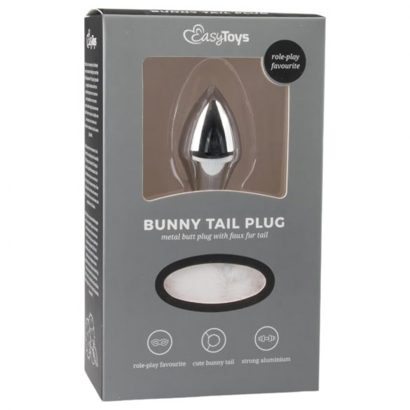 Easytoys Bunny NO1 - Metall-Analplug mit Hasenschwanz (Silber-Weiß)