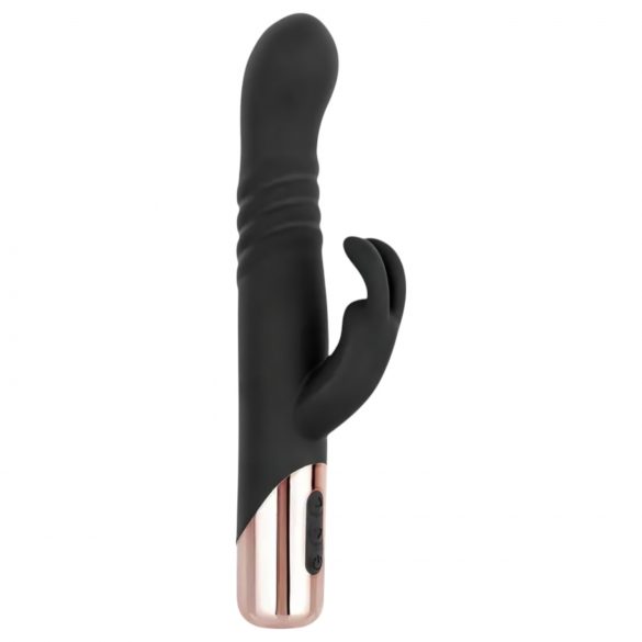 Rosy Gold - Stoß-Vibrator mit Klitorisarm (schwarz)