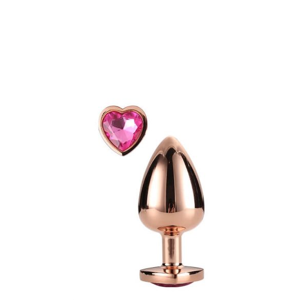 Funkelnde Liebe - Aluminium-Analdildo mit herzförmigem Stein (Roségold) 