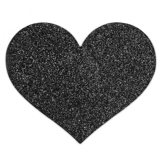 Bijoux Indiscrets Flash - funkelndes Herz Nippel-Aufkleber (schwarz)