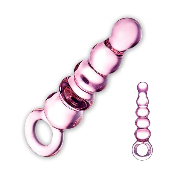 GLAS - Glas-Analkette Dildo (rosa) 