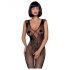 Obsessive N112 - Netz-Bodystocking mit Engelsflügeln - Schwarz (S-L)