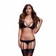 Baci - Weicher Spitzen-BH mit Strumpfhalter Tanga - Schwarz (S-L) 