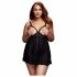 BACI Plus Size - offenes, gepunktetes Babydoll - schwarz (XL-XXL) 