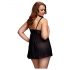 BACI Plus Size - Offene, gepunktete Babydoll - Schwarz (XL-XXL)