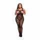 Baci Plus Size - gemustertes Ganzkörper-Netzkleid mit Netzstrumpfabschluss - schwarz (XL-XXL) 