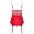 Obsessive Lovica - Spitzenstrumpfhalter-Oberteil und Tanga (rot)  - L/XL